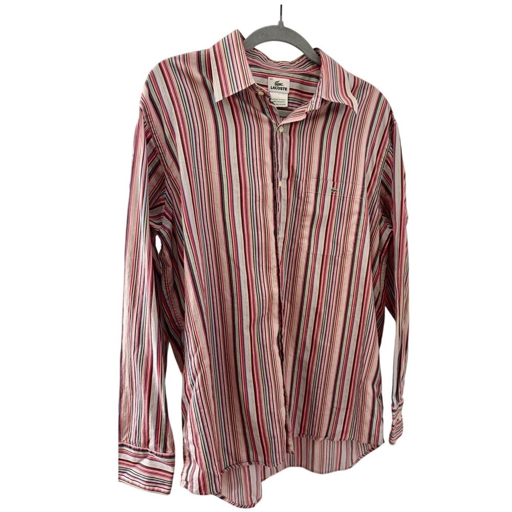 Lacoste Y2K Men's  Striped Button Down Shirt size 44.